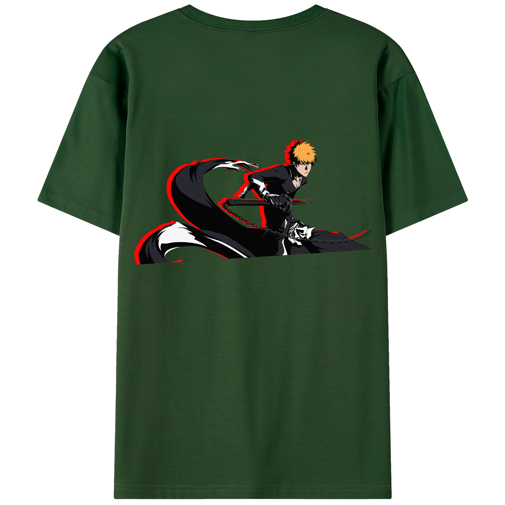 （画像用） ブリーチ 黒崎一護（くろさき いちご）BLEACH Kurosaki Ichigo 綿100％半袖Tシャツ（背面プリント）